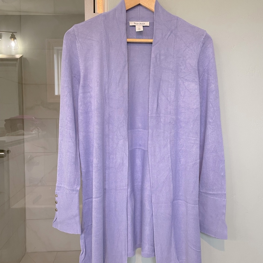 White House Black Market Purple Open Cardigan S
